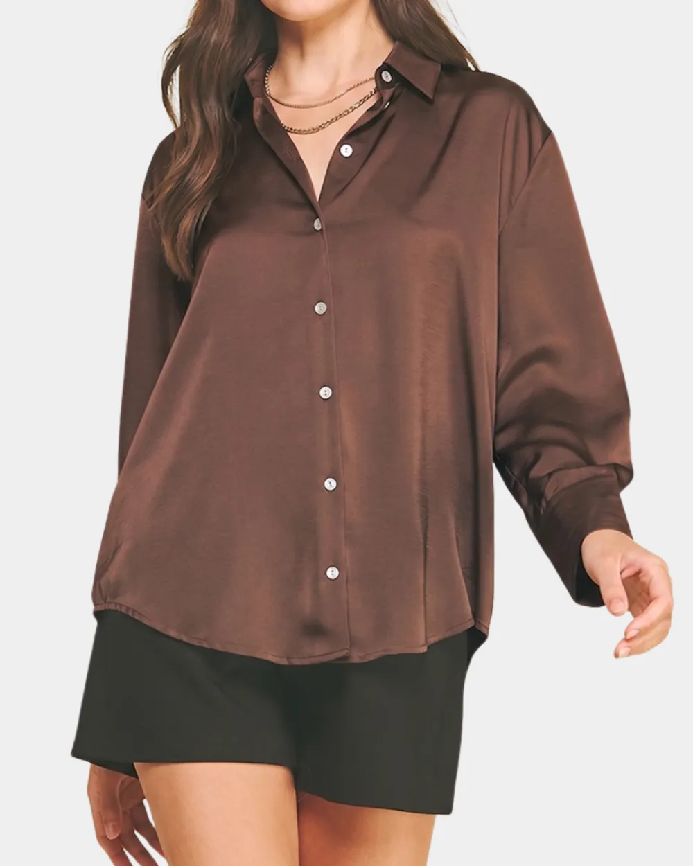 Silk Button Front Top
