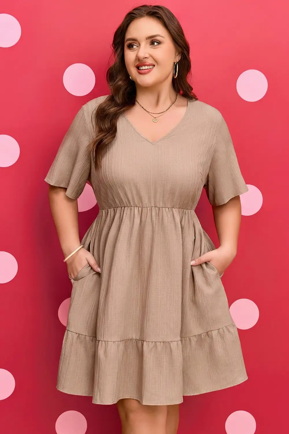 Ruffle Short Sleeve Dress Casual