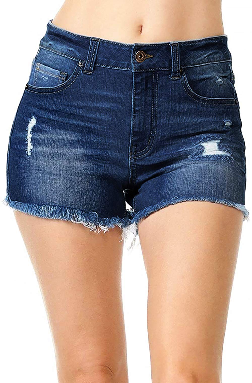 Dark Wash High - Waisted Denim Shorts