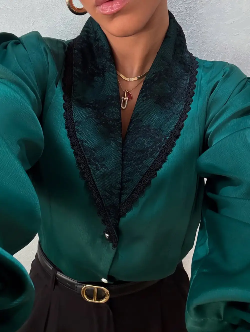 French Cardigan V Neck Shirt