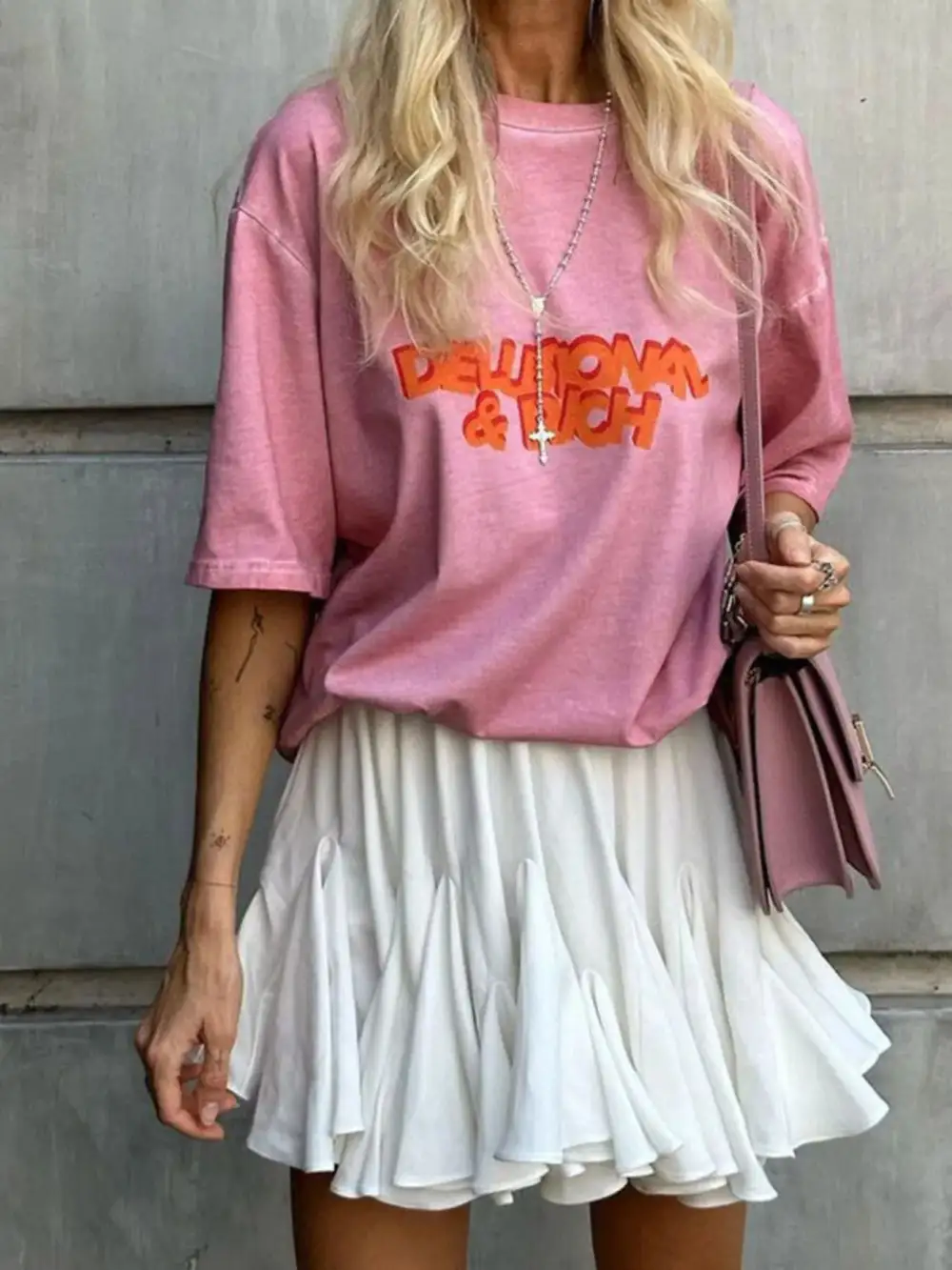 Ruffle Trim Elastic Skirt