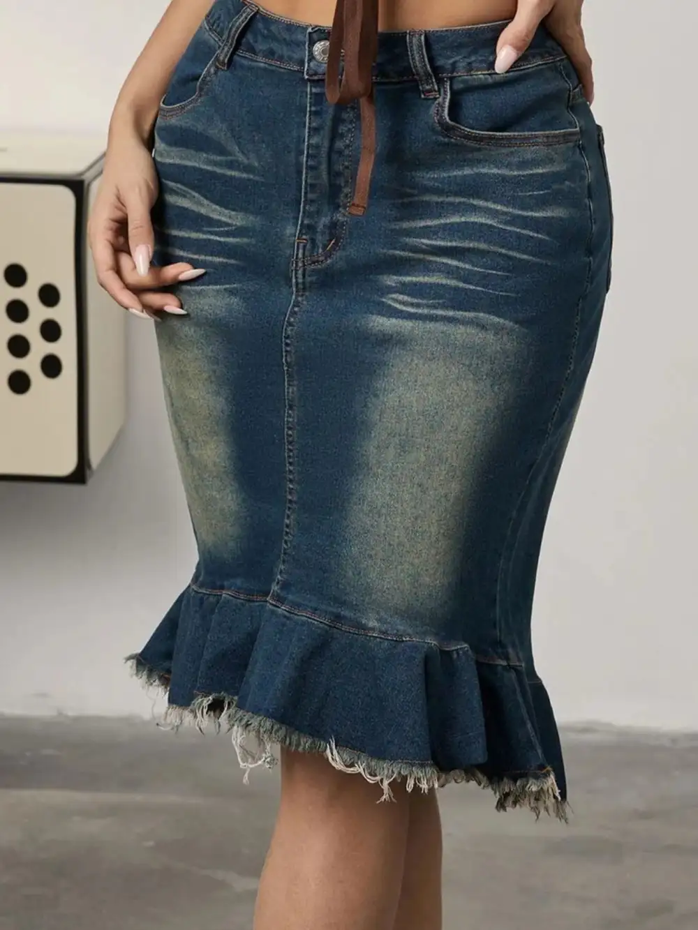 Everyday Denim Cotton Blend Detail Skirt