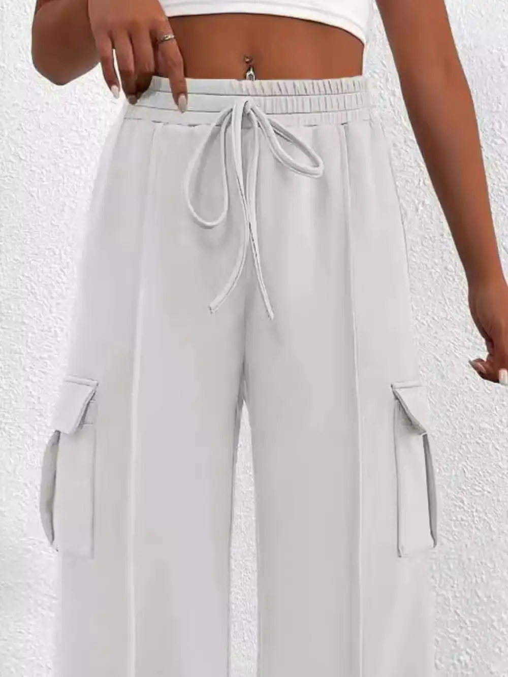 High Waist Cargo Pants With Drawstring