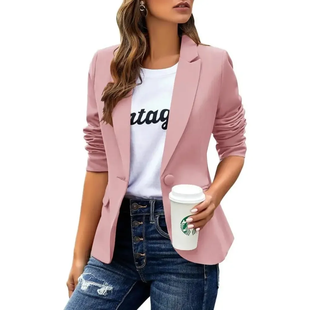Women’s Slim Fit Office Blazer – Long Sleeve Lapel Jacket