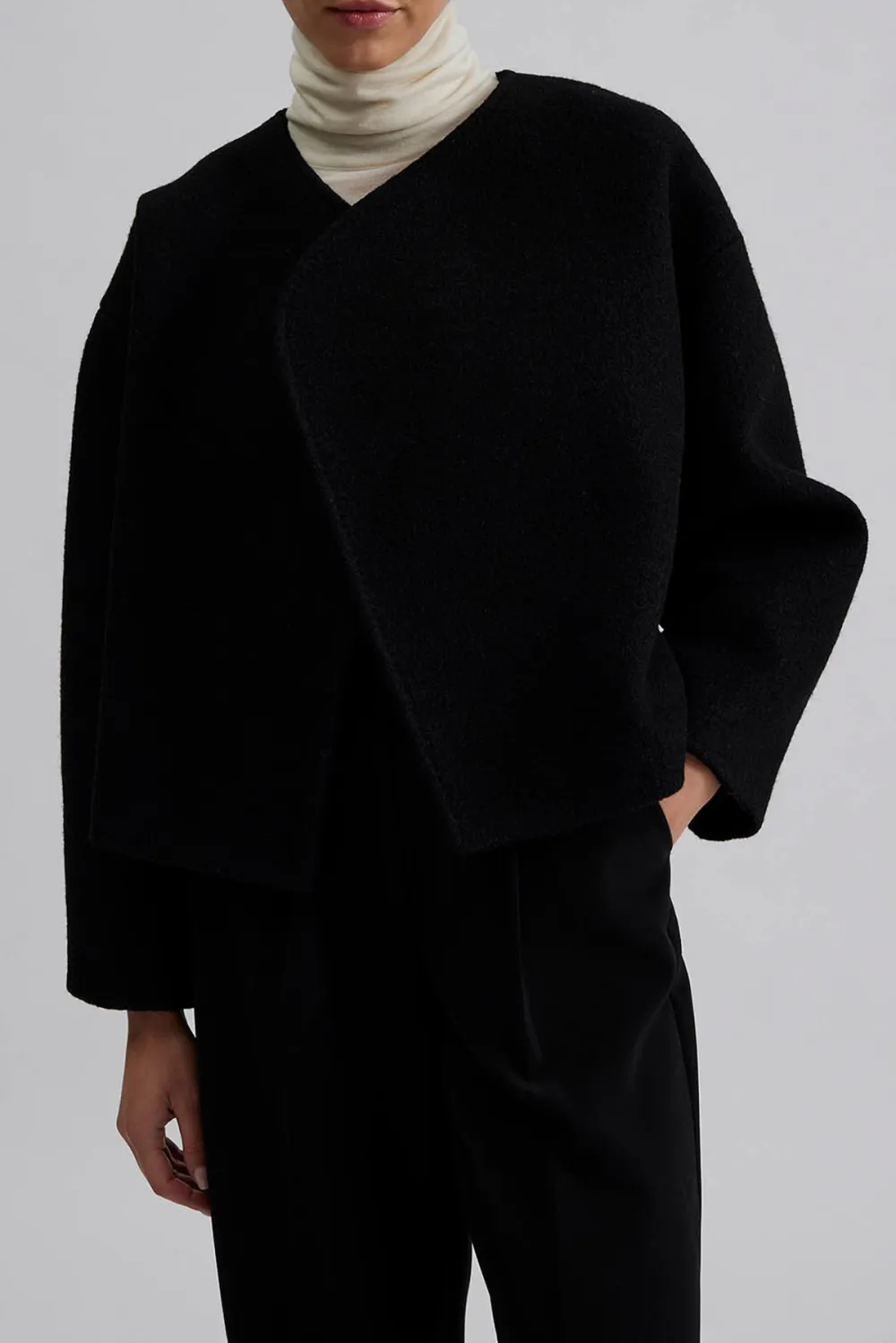 Asymmetric Hem Wool Jacket