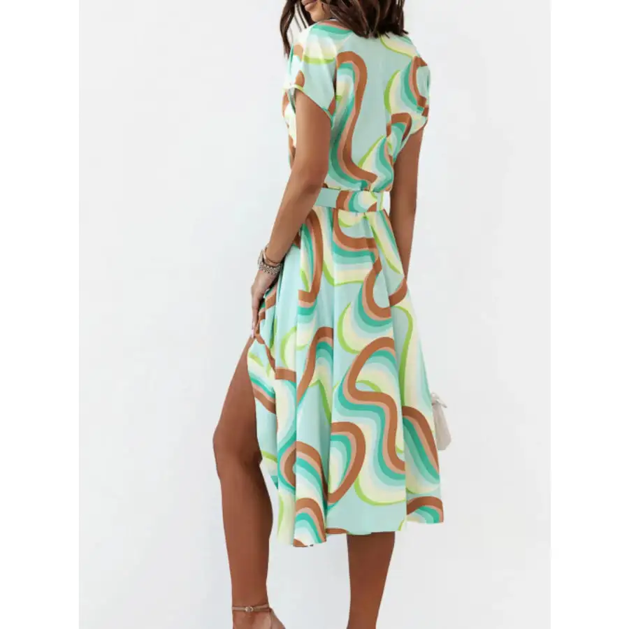 Button Front Midi Dress with Belt