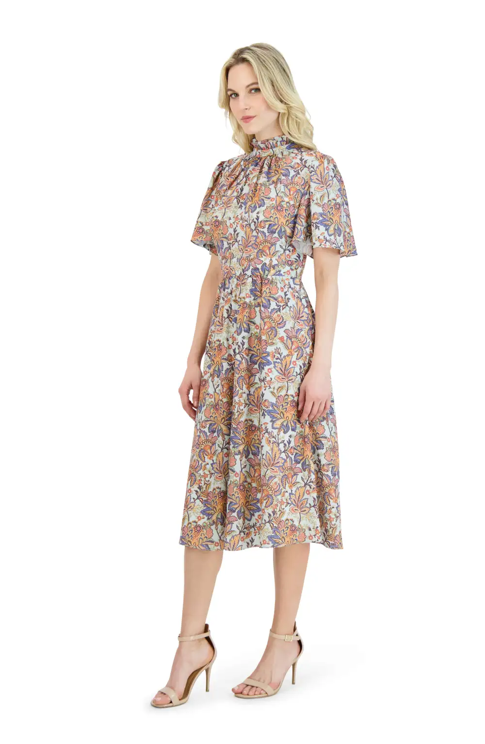 Mock Neck A Line Midi Dress