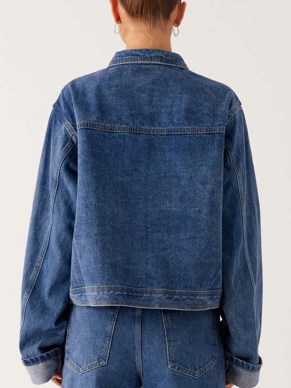 Button Down Cropped Oversized Jacket