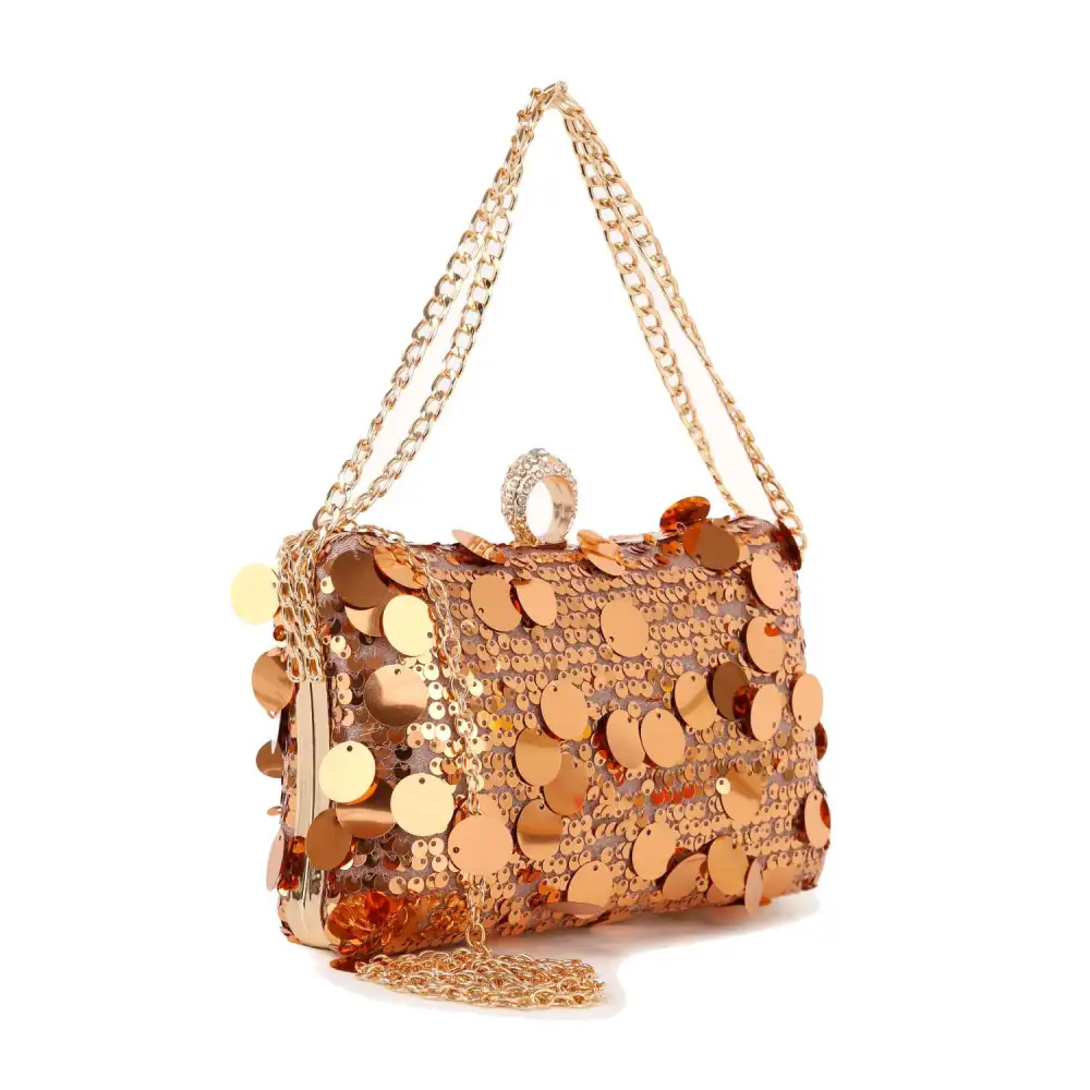 Relaxed Detail Chain Accent Evening Clutch Bag