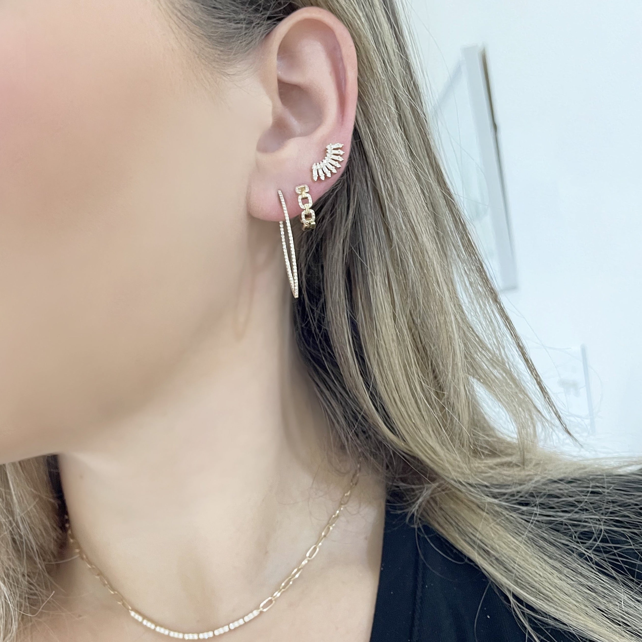 Tonal Geometric Gem Detail Earrings