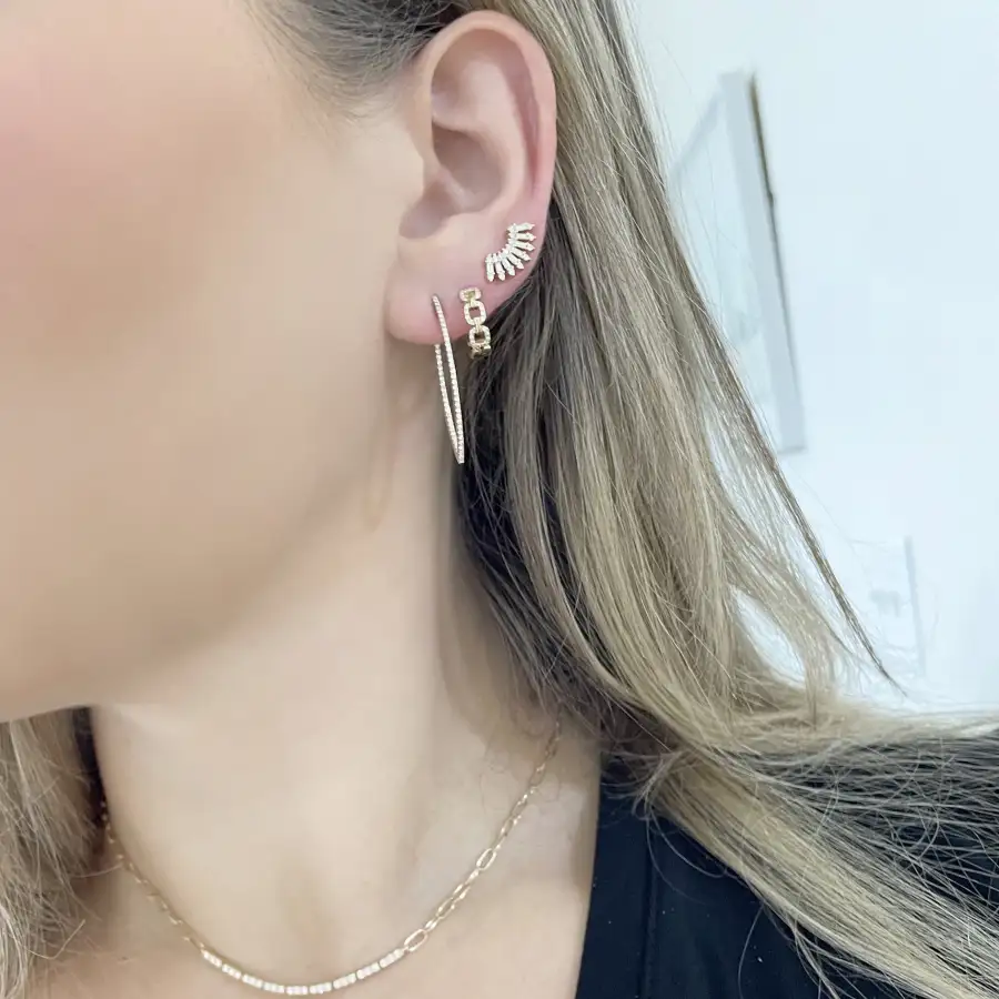 Tonal Geometric Gem Detail Earrings