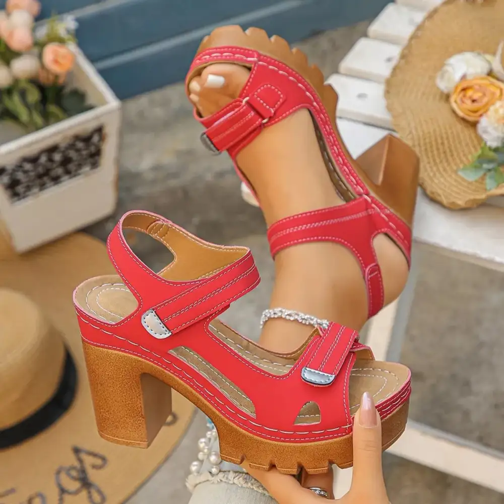 Effortless Open Toe Block Heel Sandals