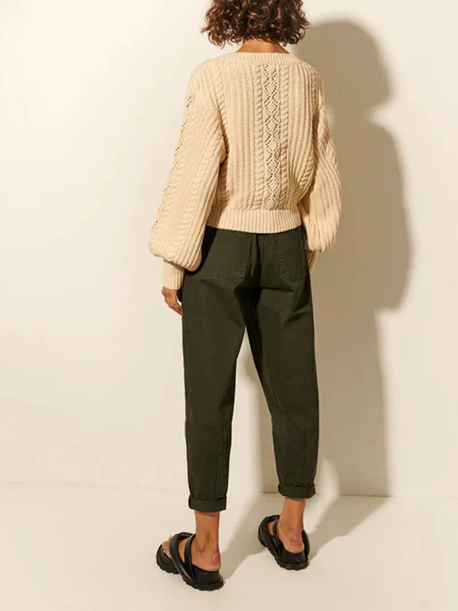 EYELET CREW NECK SWEATER