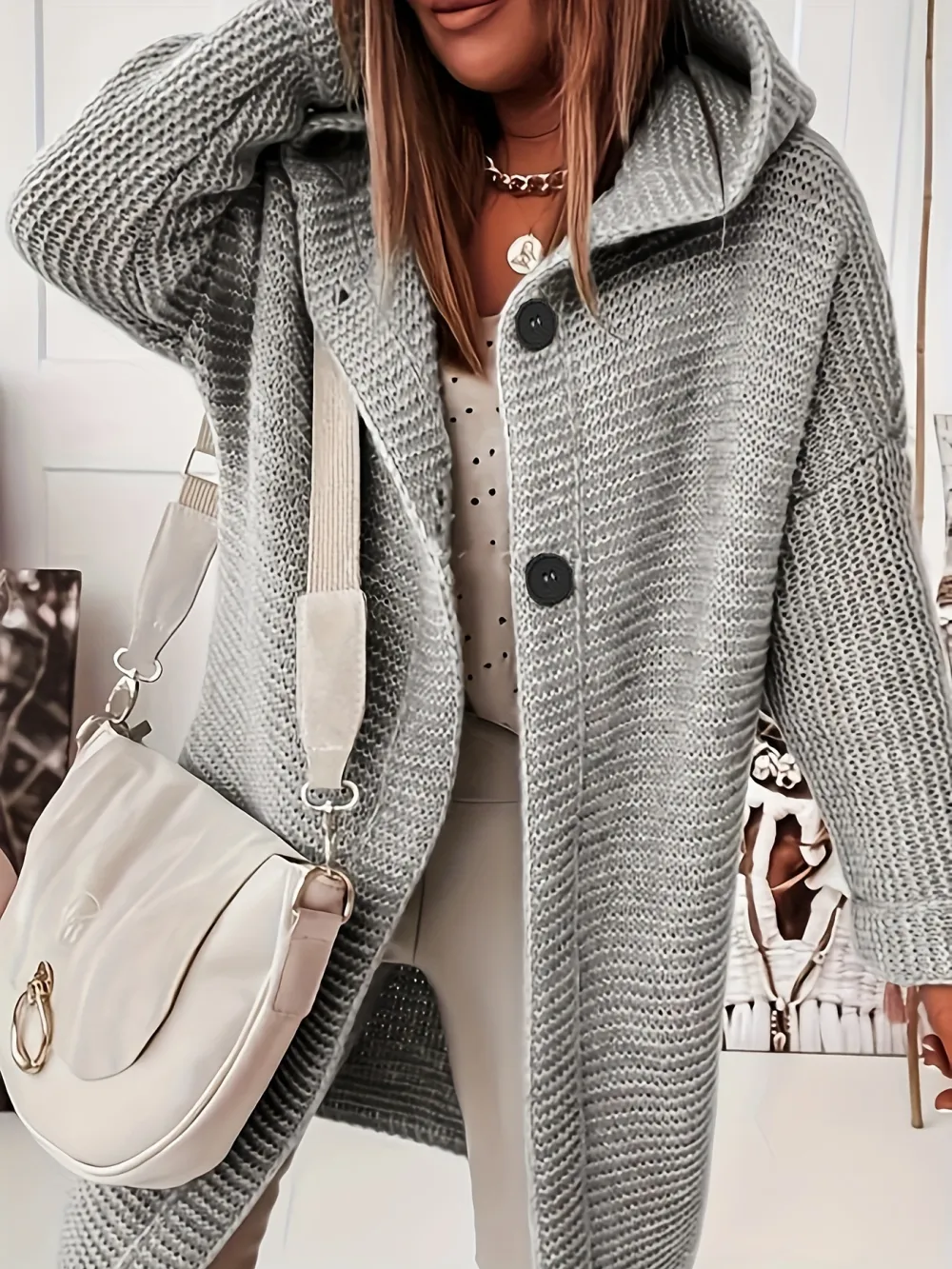 50% OFF Plus Size Casual Cardigan, Women's Plus Solid Button Up Long Sleeve Hoodie Cardigan