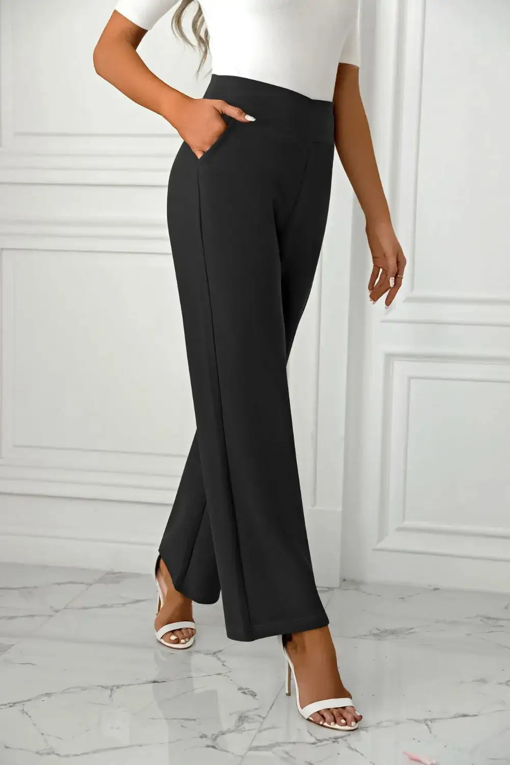 Flowy High Waist Straight Leg Pants