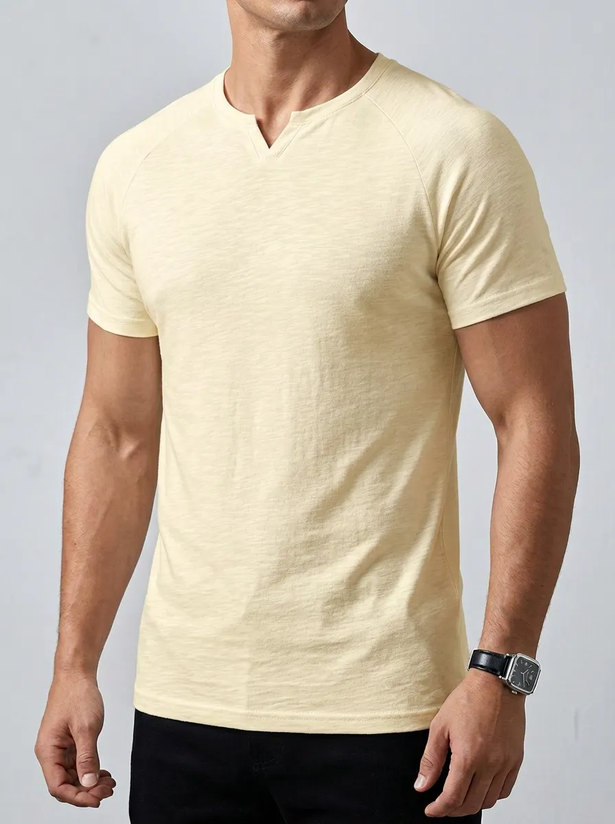 Minimal Raglan Sleeve Edit Men's Slim Fit Short Sleeve T-Shirt