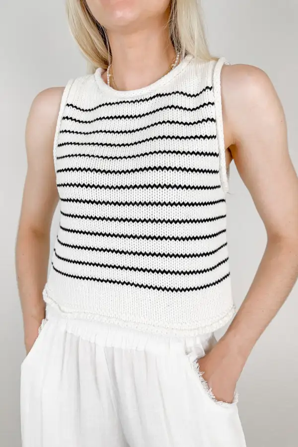 Straight Fit Knit Striped Top
