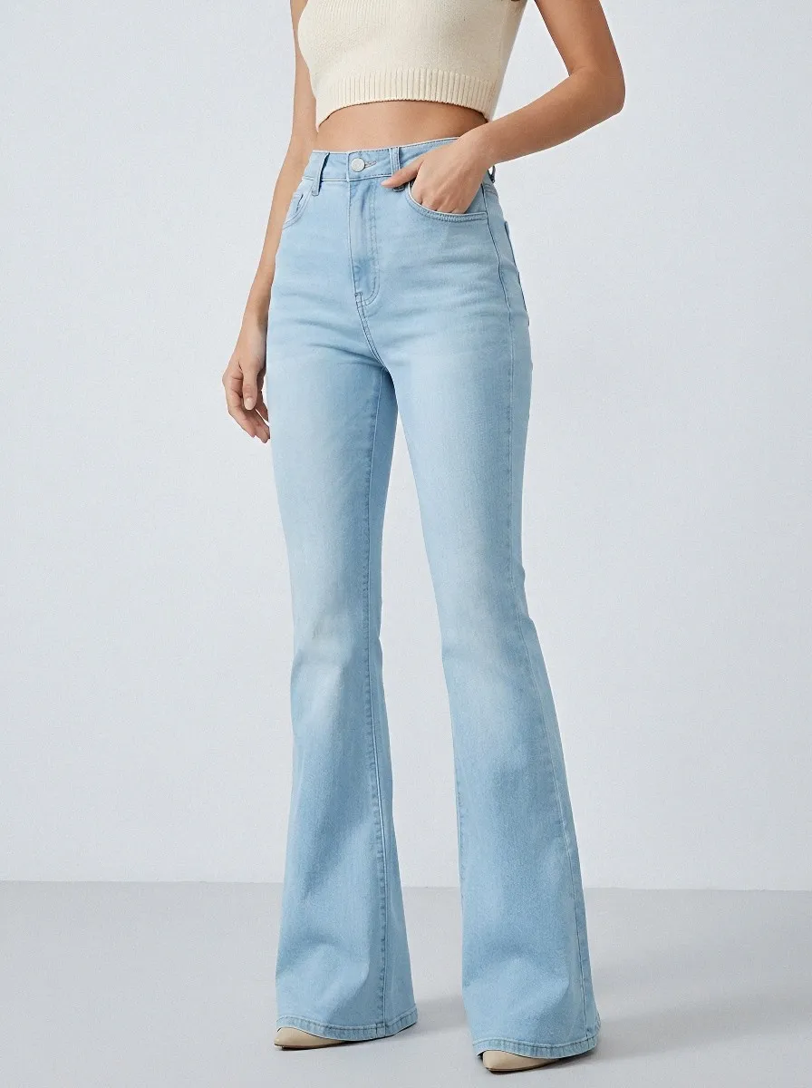 Clean-Line High-Waist Women's High-Waist Stretch Flare Jeans