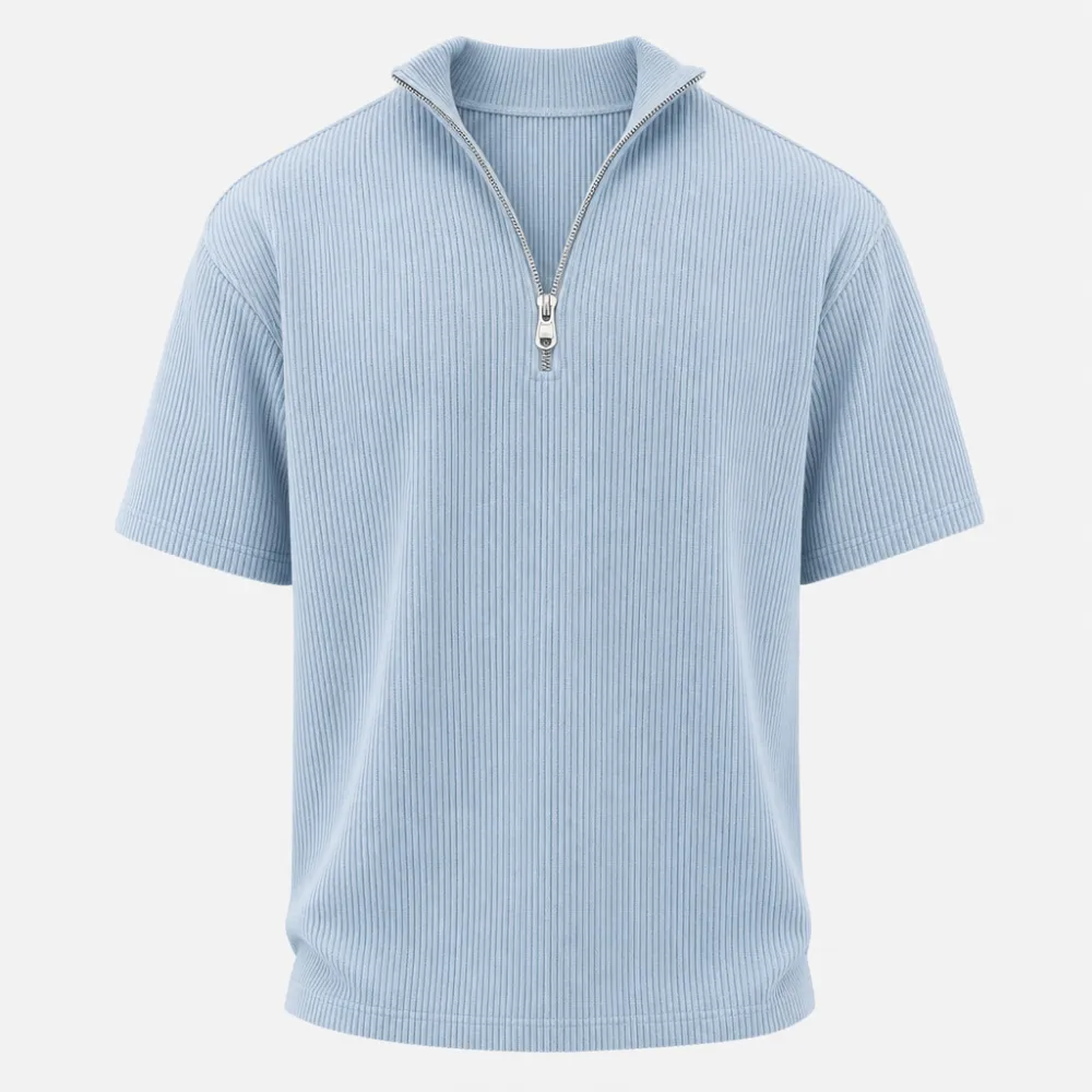 Men's Short Sleeve Zip Mock Neck Knit Top