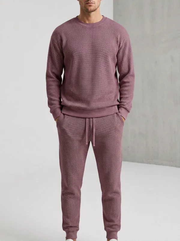Waffle-Knit Minimal Men's Knit Sweater Tracksuit Set