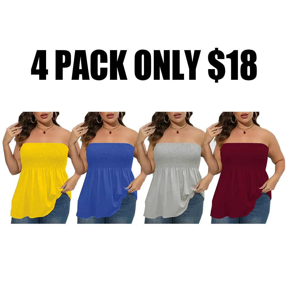 Solid Color Strapless Top With Ruffled Hem🔥12-Pack - All Colors Included, Only $35