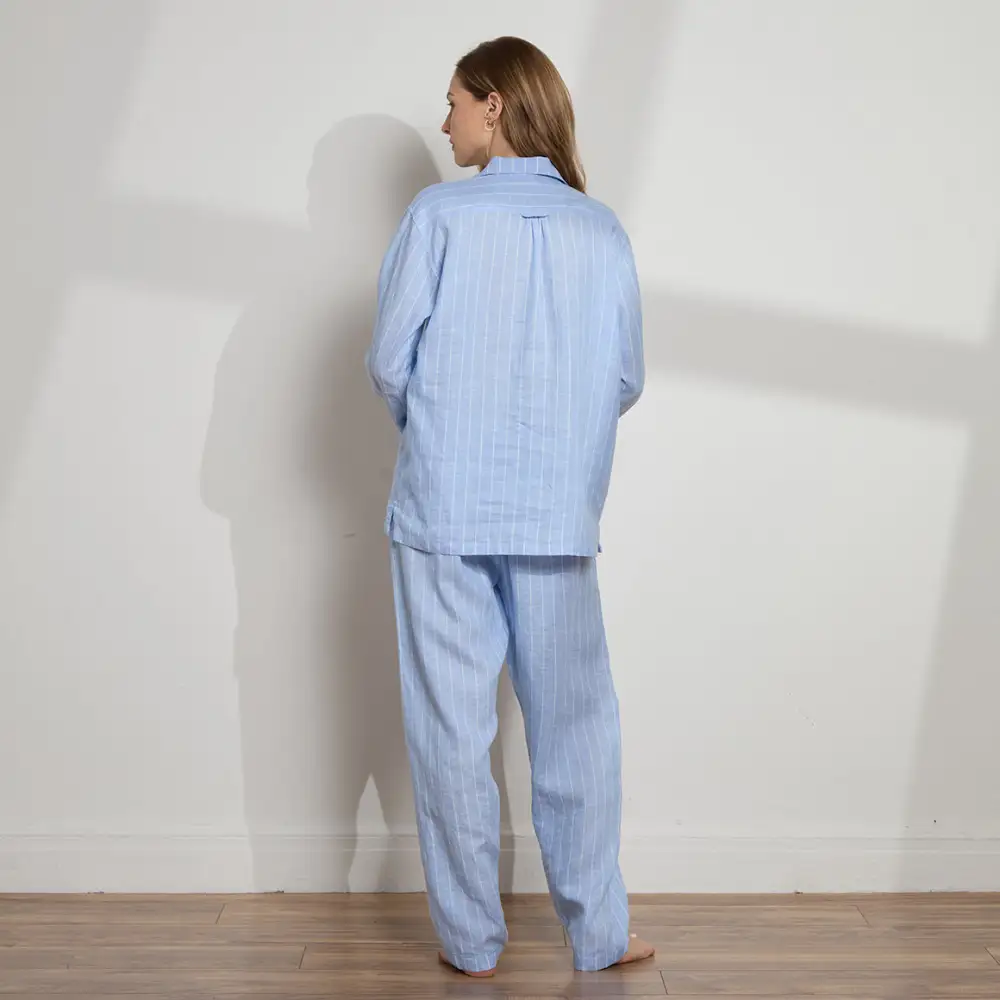 Striped Linen Long PJ Set