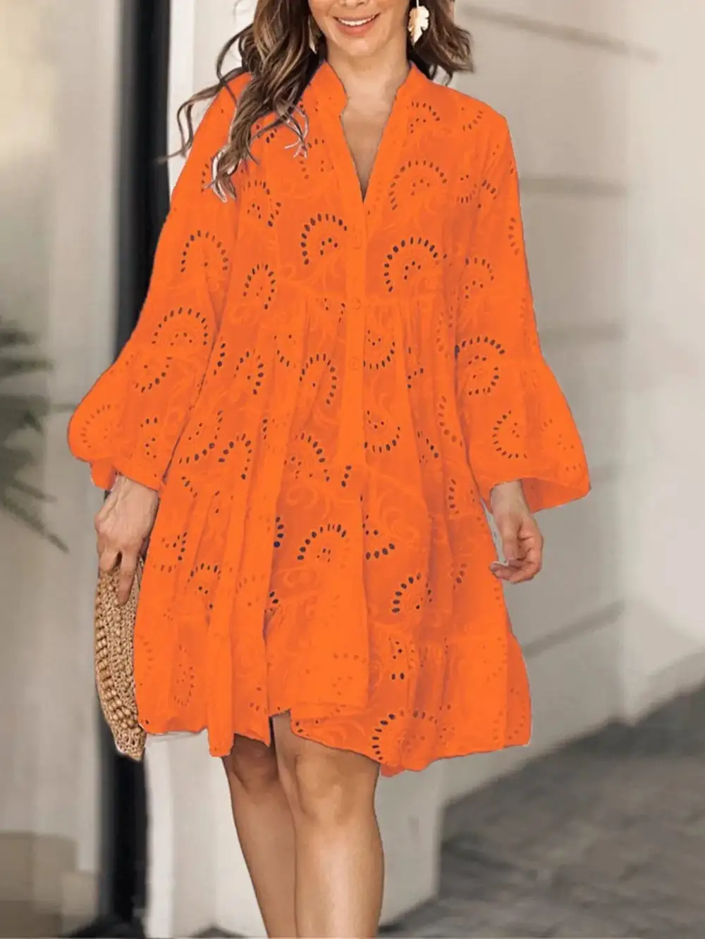Ruffled Tiered Midi Tie Detail Dress