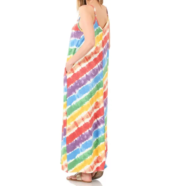 Women's Pocketed V-Neck Tie-Dye Maxi Dress