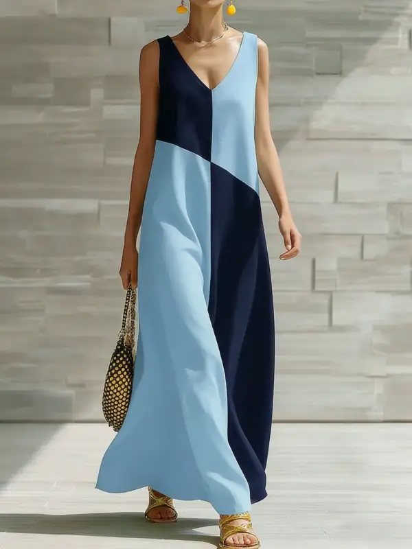 Patchwork Sleeveless Maxi Dress