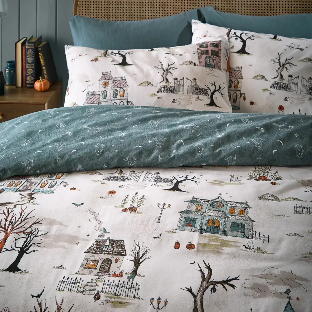 Modern Bedroom Reversible Celestial Cotton Duvet Cover Set
