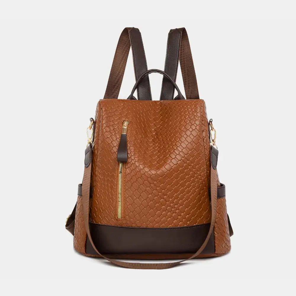 Faux Leather Backpack Camping Bag