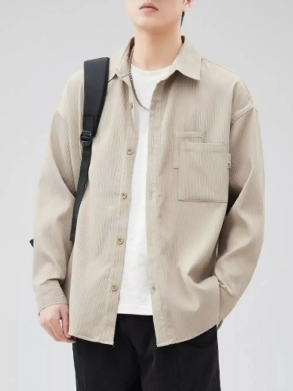 Pocket Detail Button Down Long Sleeve Shirt