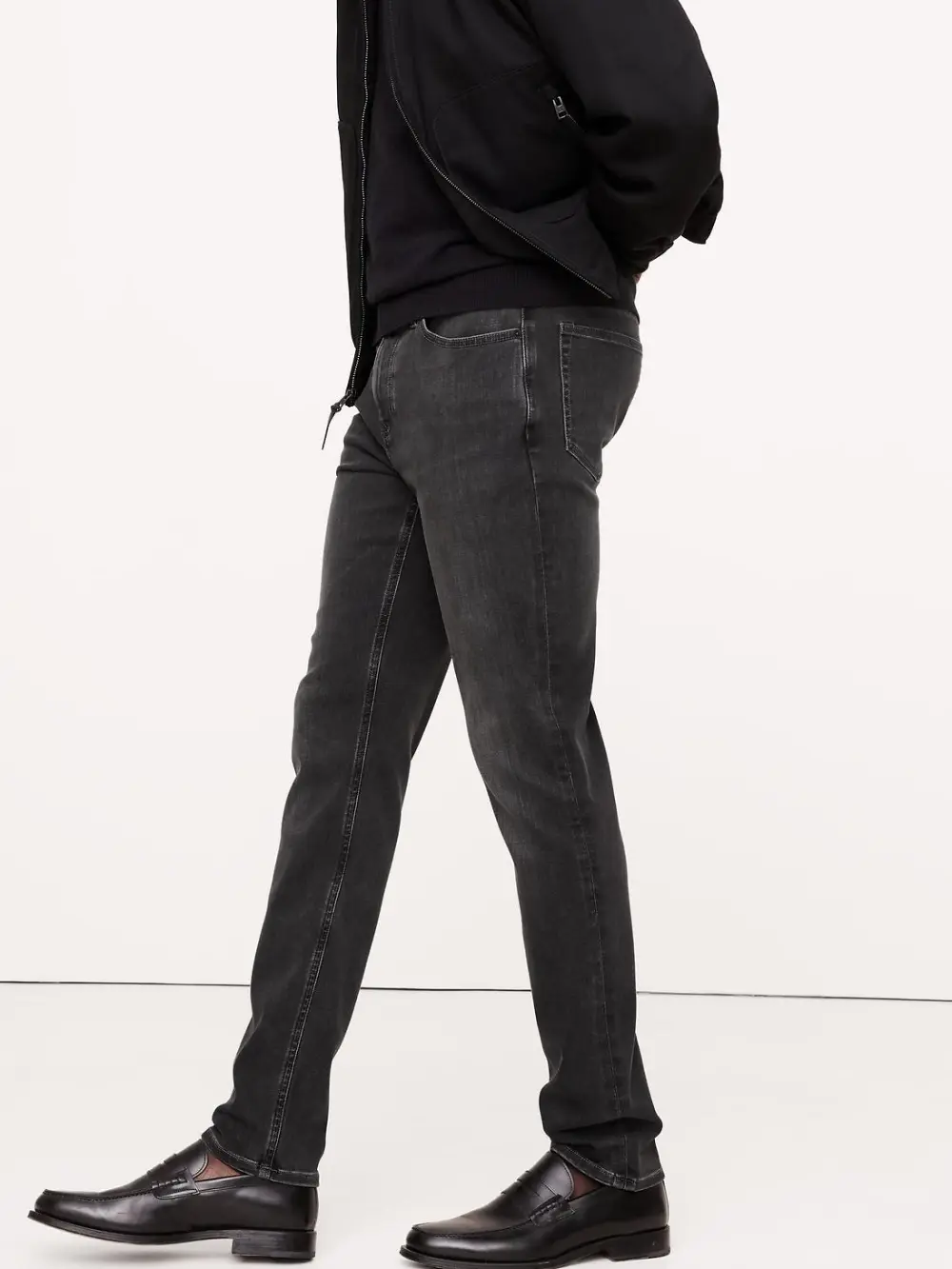 Slim Fit Dark Gray Wash Stretch Fiber Men's Jeans