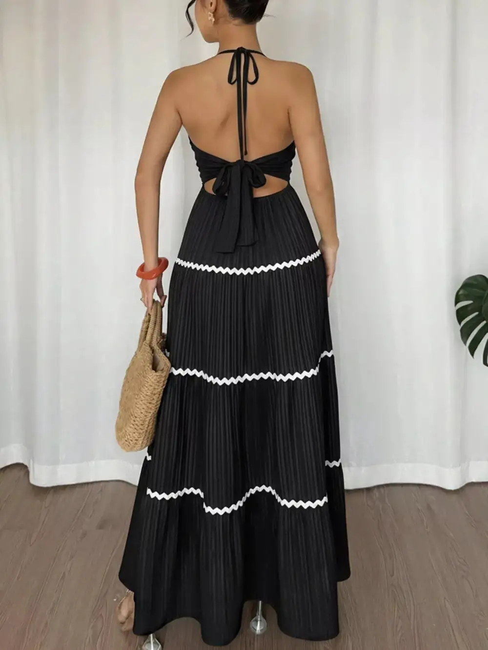 Ruched Halter Maxi Dress