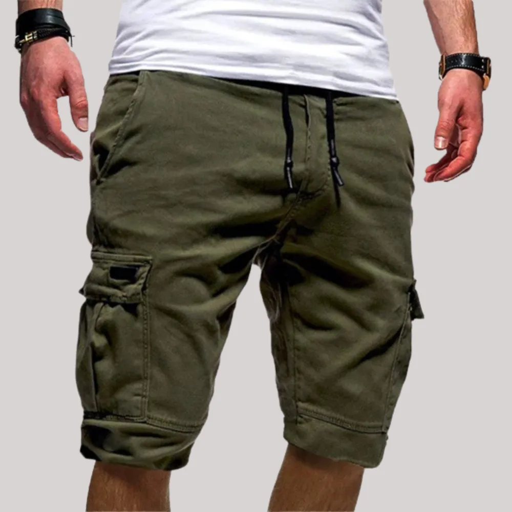 Men's Denim Cargo Shorts with a Belted Waist for Casual Styling