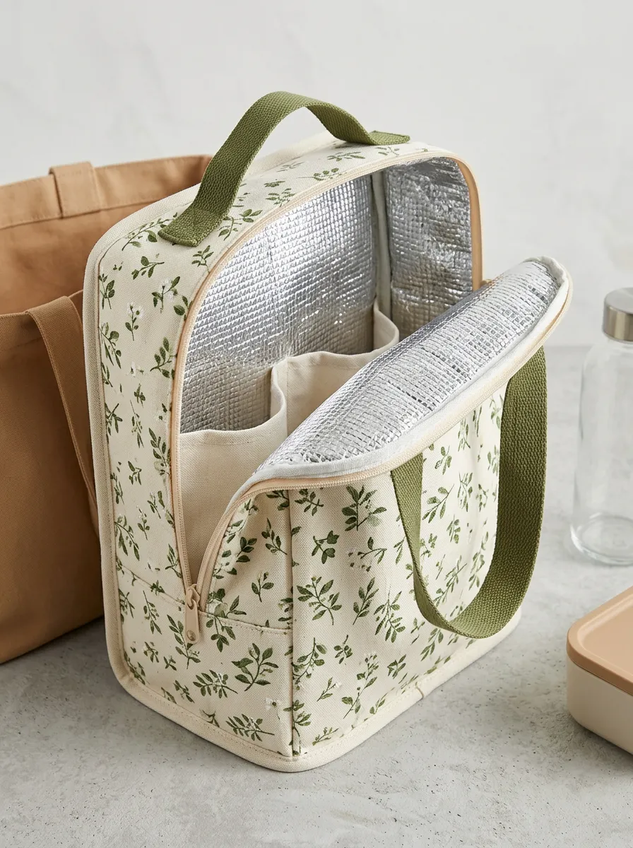 Botanical Floral Pattern Insulated Printed Lunch Bag