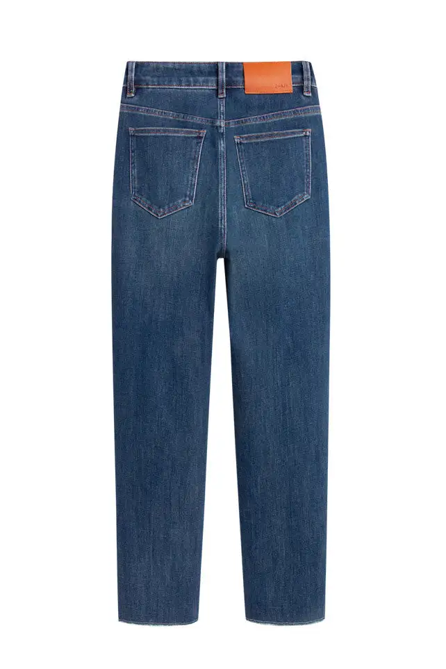 Straight-Leg Cropped Frayed Jeans