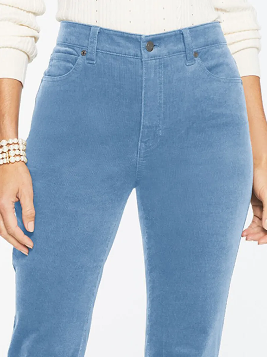 Women'S Fashionable High-Waisted Corduroy Straight-Leg Pants