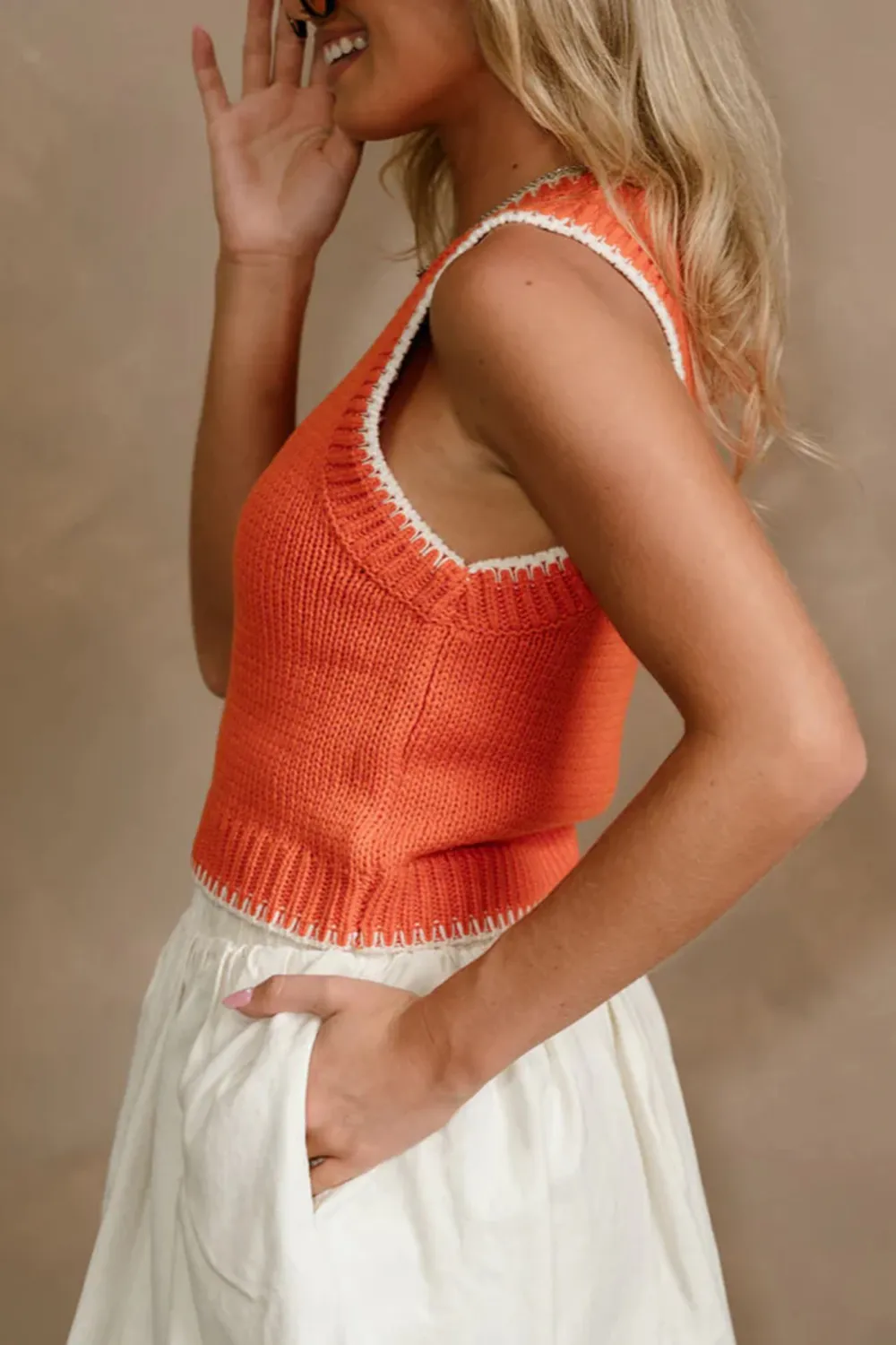 Contrast Color Cropped Vest