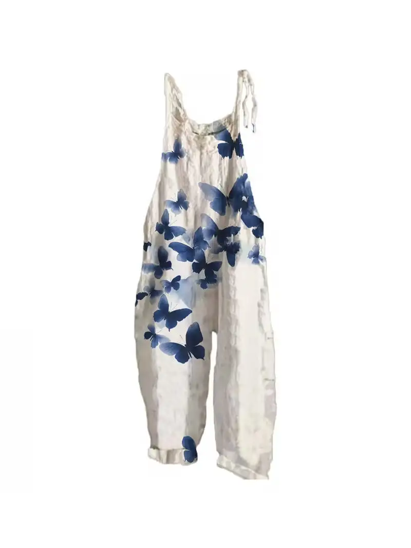 Women' Fun Print Wide-Leg Suspender Overalls