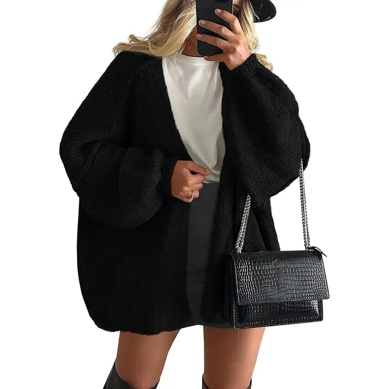 Womens Oversized Cardigan Sweaters 2025 Fall Long Lantern Sleeve Knit Open Front Lightweight Sweater Knitwear Womenswear