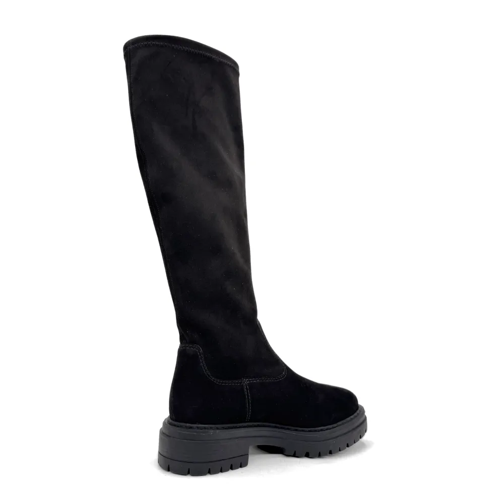 Lug Sole Nubuck Knee High Boots