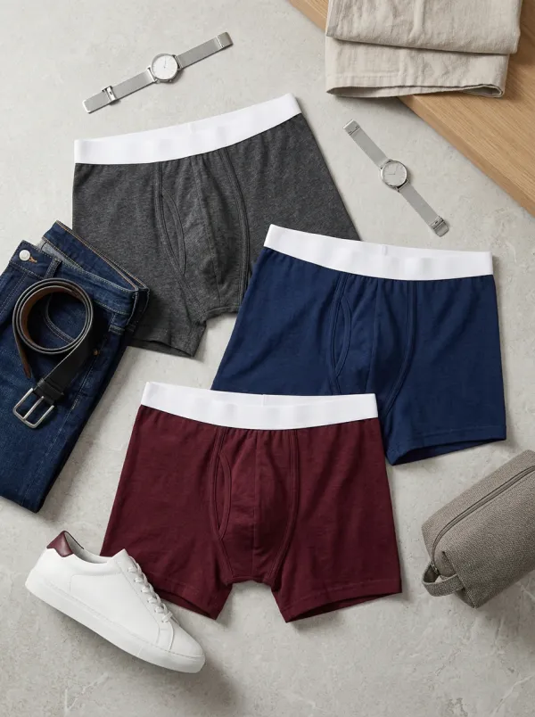 Men's Multi-color Solid Cotton Printed Boxer Briefs