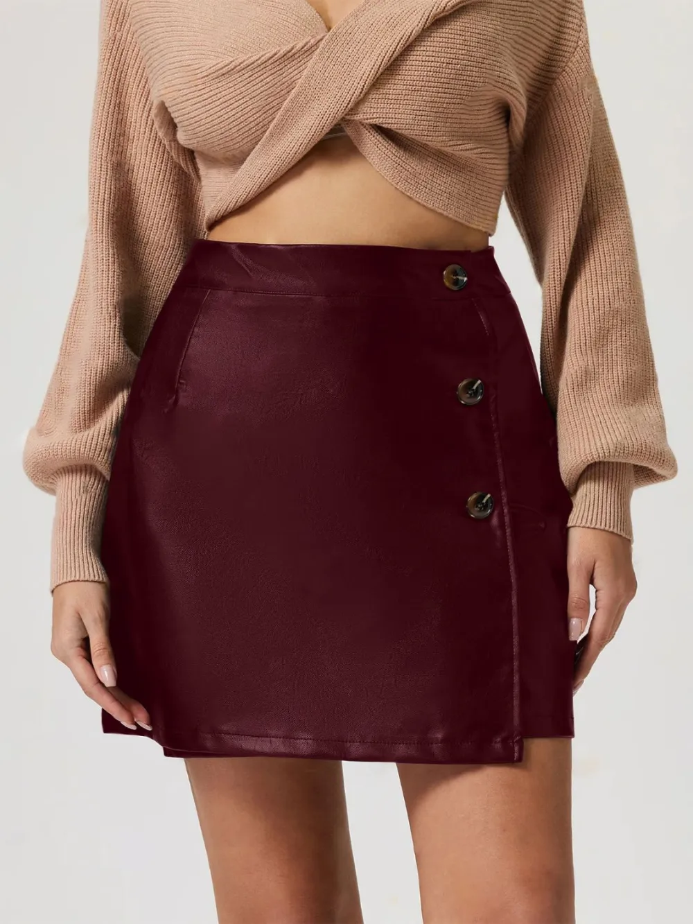 Easygoing Button Front Buttoned Detail Skirt