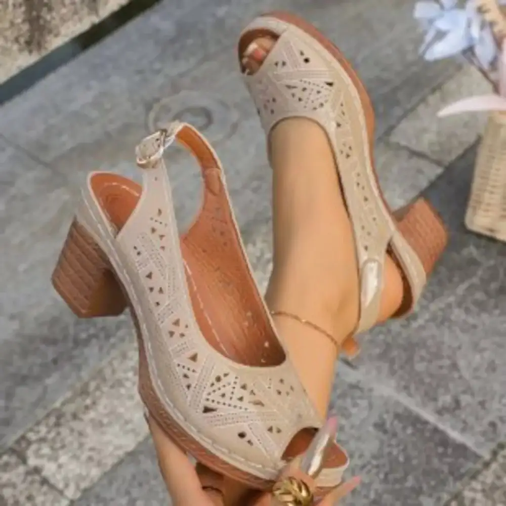 Refined Modern Open Toe Block Heel Sandals