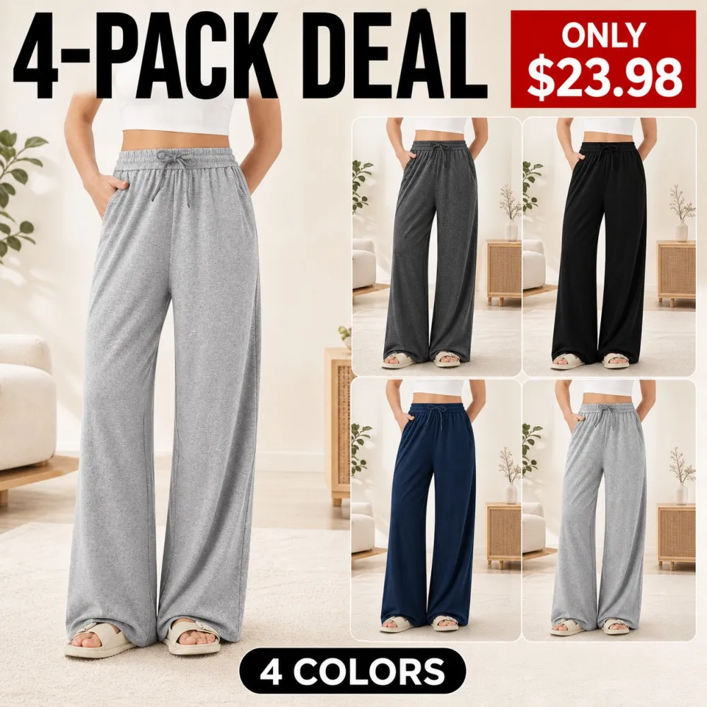 Women's High Waisted Drawstring Wide Leg Casual Pants