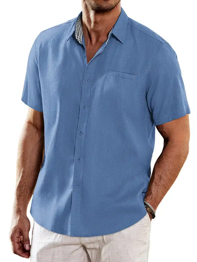 Casual Unique Collar Cotton Linen Shirt