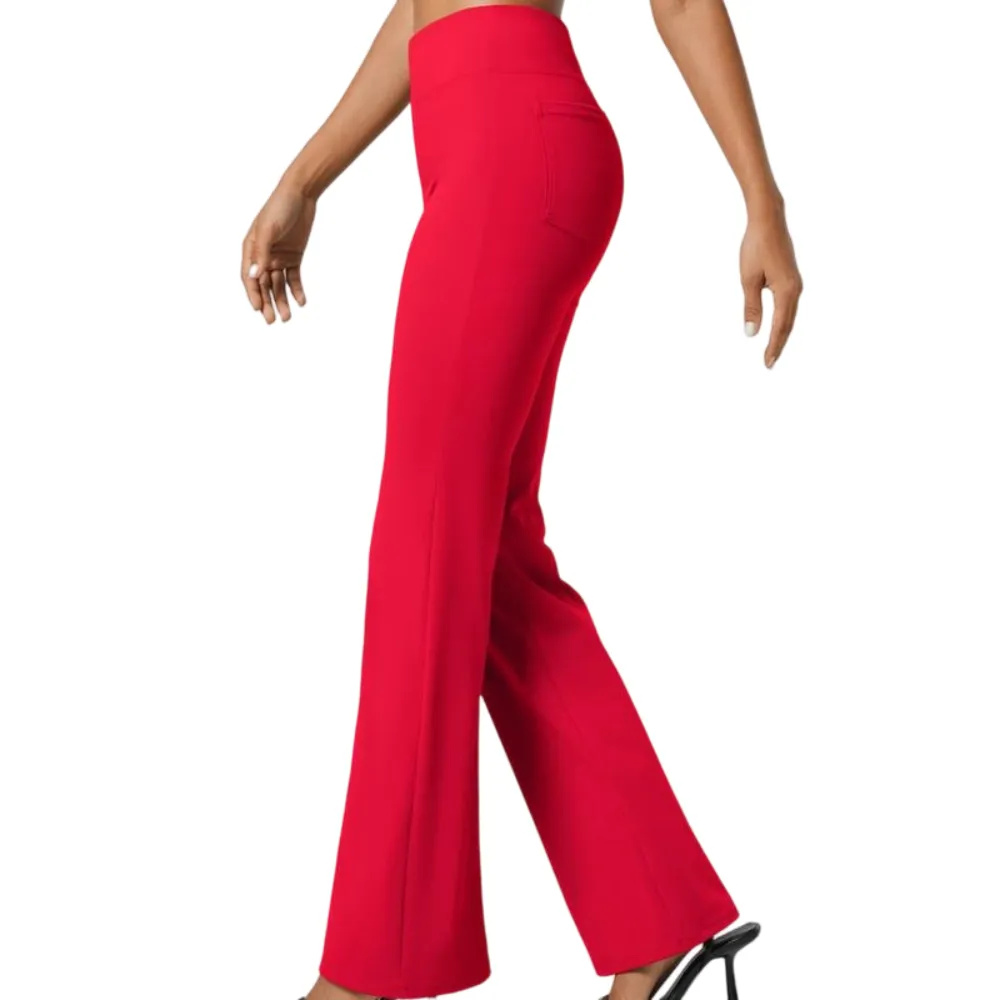 Flex High Waisted Back Side Pocket Slight Flare Work Pants