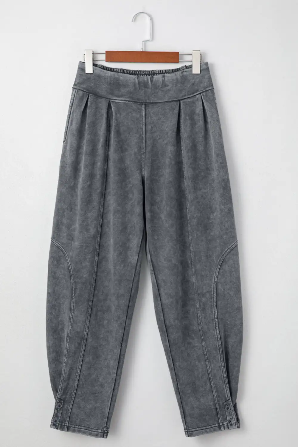 Refined High-Waist High-Rise Relaxed-Fit Smocked-Waist Jogger Pants