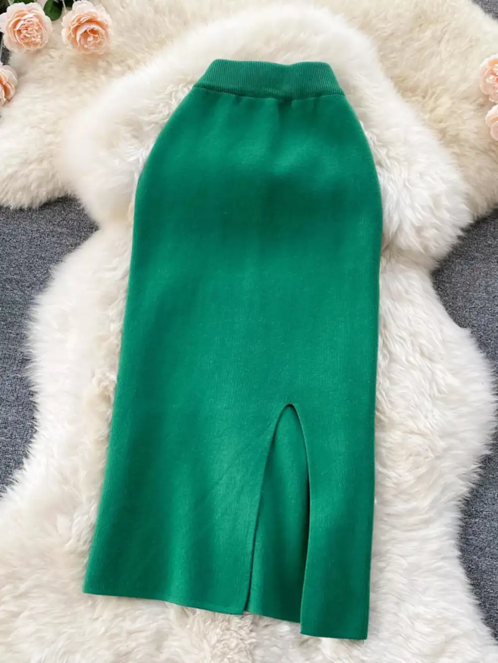 Slit Knit Midi Skirt